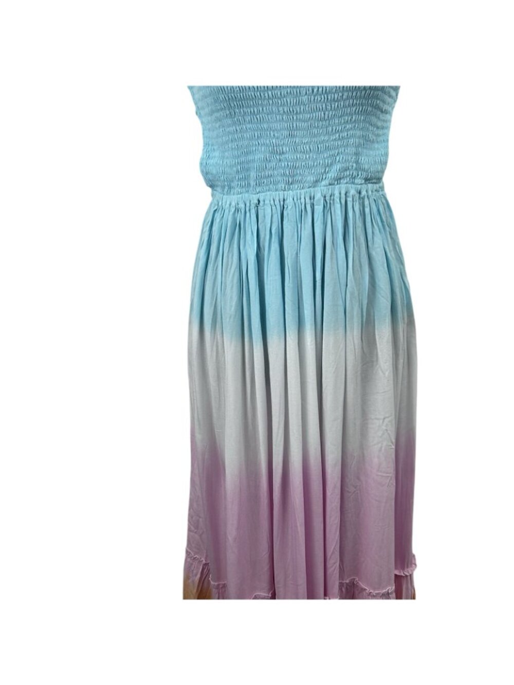 Tiare Hawaii Naia Maxi Dress Women’s O/S Peach Blue Ombre Smocked Boho Beachy - Picture 15 of 16